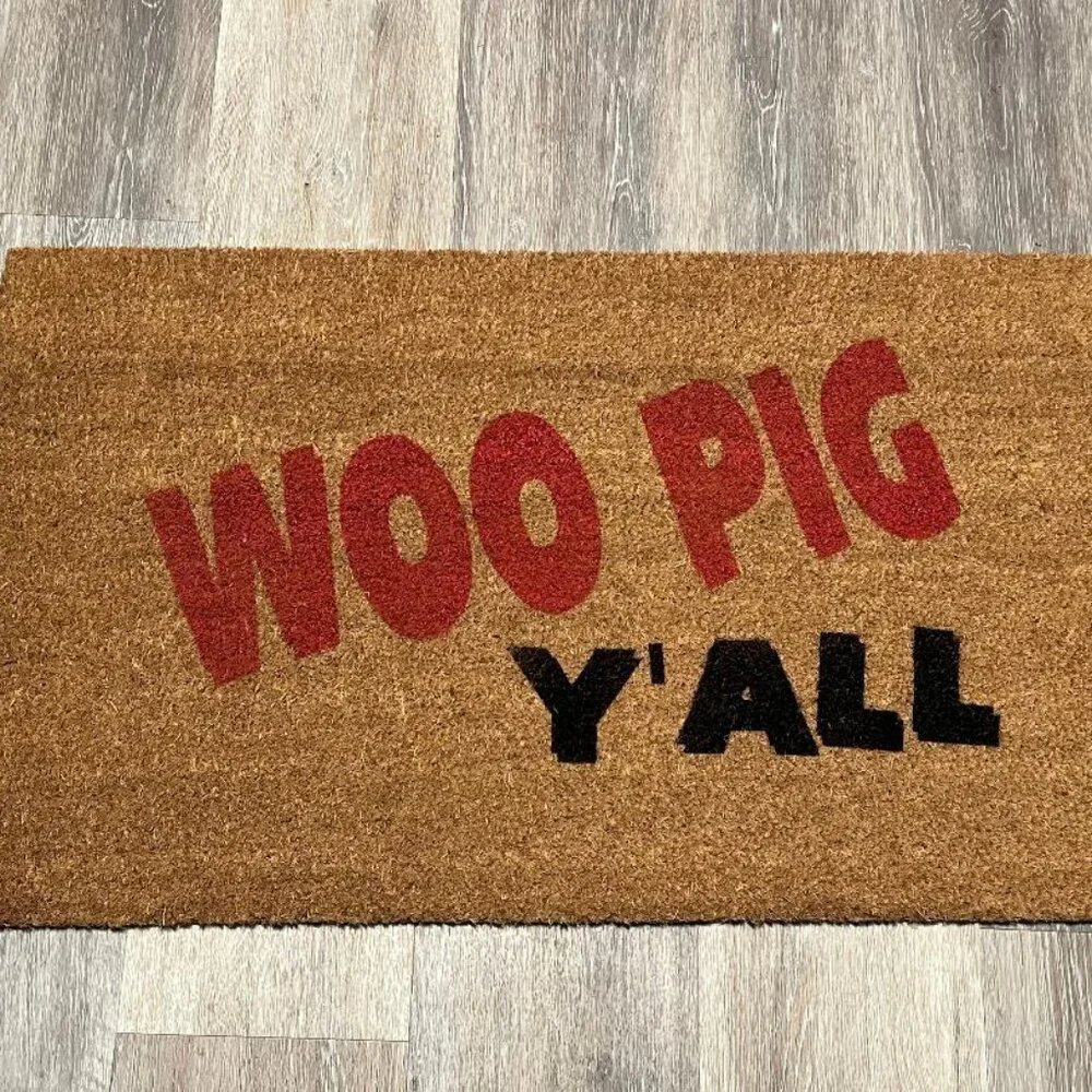 Woo Pig Y'all decorative coir doormat